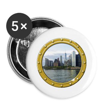New York-Manhattan - Buttons groß 56 mm (5er Pack) - Weiß - Vorne
