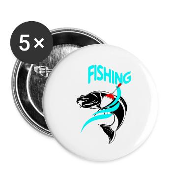 Fishing - Lot de 5 grands badges (56 mm) - blanc - Devant