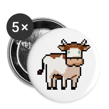 Idée cadeau Cow Pixel Pixel Cow - Lot de 5 grands badges (56 mm) - blanc - Devant