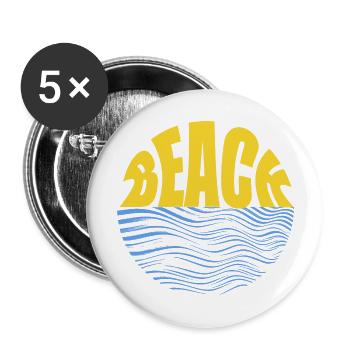 Beach Wave T-Shirt Design - Buttons groß 56 mm (5er Pack) - Weiß - Vorne