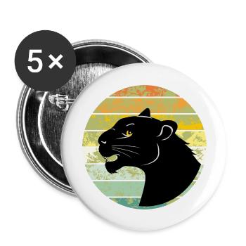 Tête de panthère - Lot de 5 grands badges (56 mm) - blanc - Devant