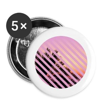 T-Shirt Urlaub Strand Palmen Ferien Sommer Sonne - Buttons groß 56 mm (5er Pack) - Weiß - Vorne