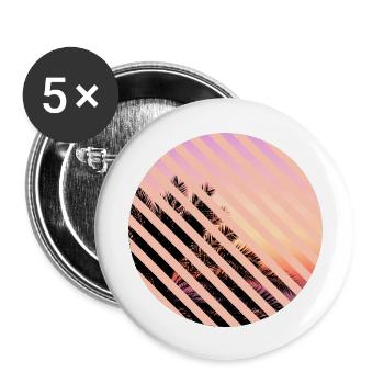 T-Shirt Urlaub Strand Palmen Ferien Sommer Sonne - Buttons groß 56 mm (5er Pack) - Weiß - Vorne