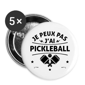 je peux pas j'ai pickleball - Lot de 5 grands badges (56 mm) - blanc - Devant