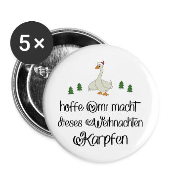 Lustige Geschenke zu Weihnachten - Buttons groß 56 mm (5er Pack) - Weiß - Vorne