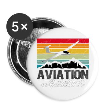 Aviation Addict Sunset - Vintage Geschenk Pilot - Buttons groß 56 mm (5er Pack) - Weiß - Vorne