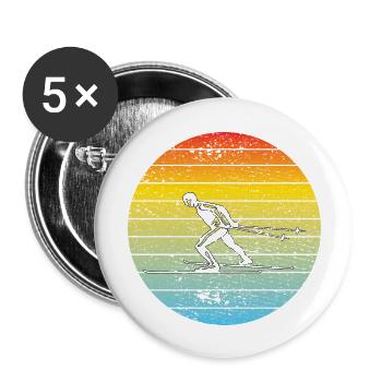 skier cross-country skiing skiing skiing winter sports - Buttons large 2.2''/56 mm (5-pack) - white - Front