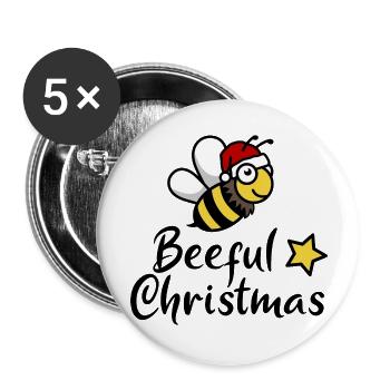 Abeille de Noël Abeille de Noël Père Noël - Lot de 5 grands badges (56 mm) - blanc - Devant