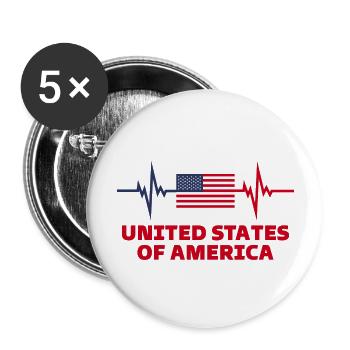 United States of America Football heartbeat - Buttons large 2.2''/56 mm (5-pack) - white - Front