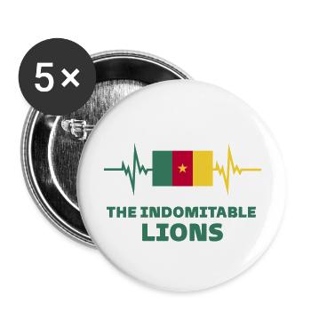 Cameroun Football 2022 battement de cœur Cameroun - Lot de 5 grands badges (56 mm) - blanc - Devant