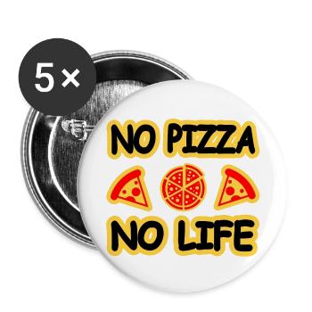 Pizza - Buttons groß 56 mm (5er Pack) - Weiß - Vorne