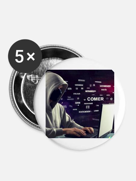 cyber attack - Buttons groß 56 mm (5er Pack) - Weiß