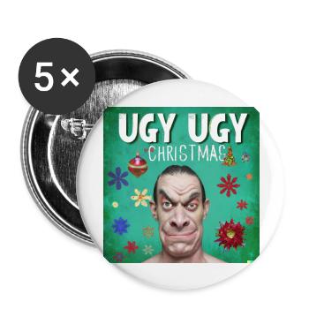 Ugly Christmas - Buttons groß 56 mm (5er Pack) - Weiß - Vorne
