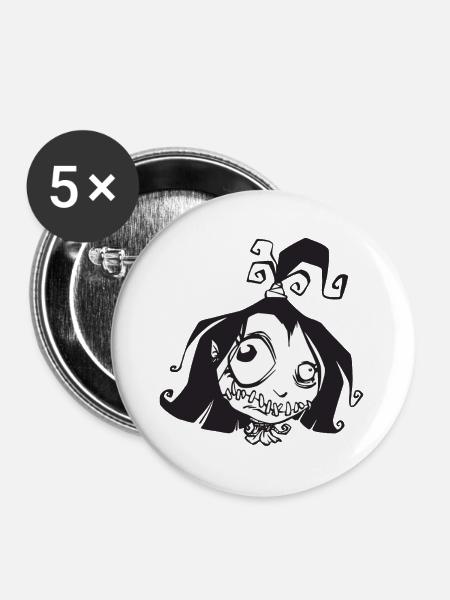 Voodoo reduzierter Kopf - Buttons groß 56 mm (5er Pack) - Weiß