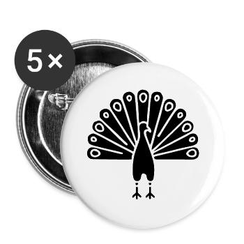 Symbol of an Indian peacock, culture of India - Buttons large 2.2''/56 mm (5-pack) - white - Front
