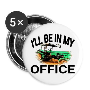 Tracteur - Lot de 5 grands badges (56 mm) - blanc - Devant