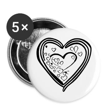 Heart Symbol Love Cute Hearts Pink Drawing Vector - Buttons large 2.2''/56 mm (5-pack) - white - Front