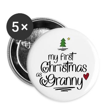 My first Christmas as Granny - Buttons groß 56 mm (5er Pack) - Weiß - Vorne
