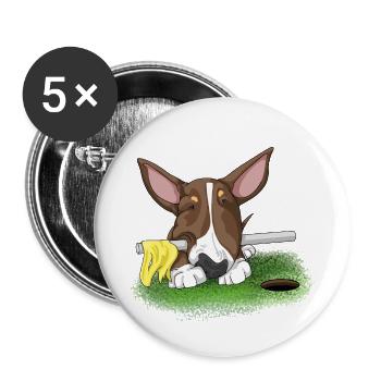 Bully MiniGolf - Lot de 5 grands badges (56 mm) - blanc - Devant