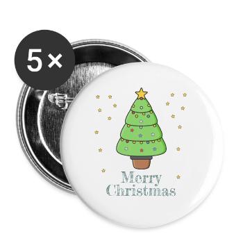 Merry Christmas - Lot de 5 grands badges (56 mm) - blanc - Devant
