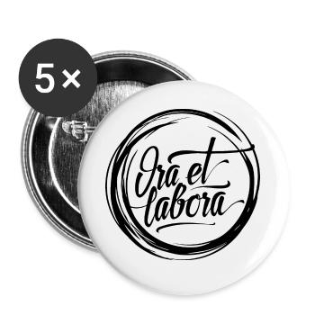 Ora et labora - Buttons large 2.2''/56 mm (5-pack) - white - Front