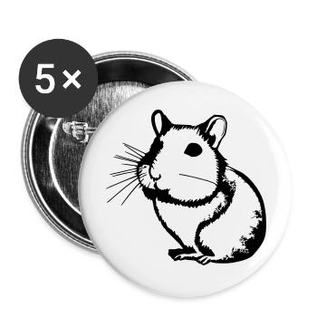 Hamster süß Tier Nagetier Tiere Haustier Vektor 5 - Buttons groß 56 mm (5er Pack) - Weiß - Vorne