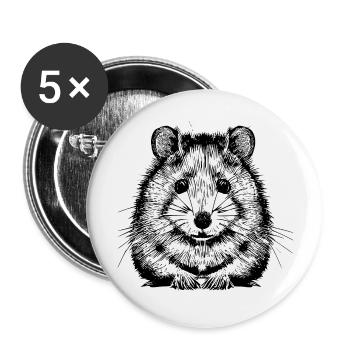 Hamster süß Tier Nagetier Tiere lustig Haustier 7 - Buttons groß 56 mm (5er Pack) - Weiß - Vorne
