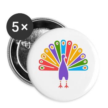 Symbol of an Indian peacock, culture of India - Buttons large 2.2''/56 mm (5-pack) - white - Front