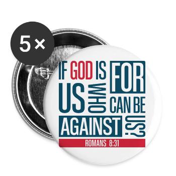 God for us - Buttons large 2.2''/56 mm (5-pack) - white - Front