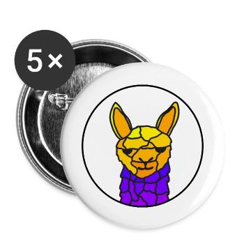 Lama, yellow blue - Buttons groß 56 mm (5er Pack) - Weiß - Vorne