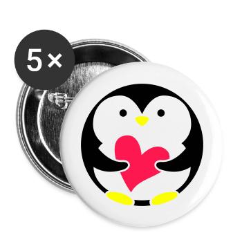 Pinguin - Buttons groß 56 mm (5er Pack) - Weiß - Vorne