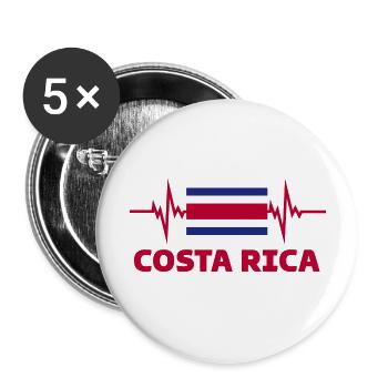 Costa Rica Football 2022 Heartbeat Costa Rica - Buttons large 2.2''/56 mm (5-pack) - white - Front