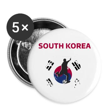 Corée du Sud Football 2022 supporter de Corée du S - Lot de 5 grands badges (56 mm) - blanc - Devant
