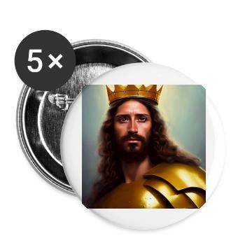 Jesus Christus, König der Könige. Digitale Malerei - Buttons groß 56 mm (5er Pack) - Weiß - Vorne