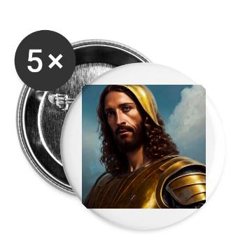 Jesus Christus, König der Könige. Digitale Malerei - Buttons groß 56 mm (5er Pack) - Weiß - Vorne