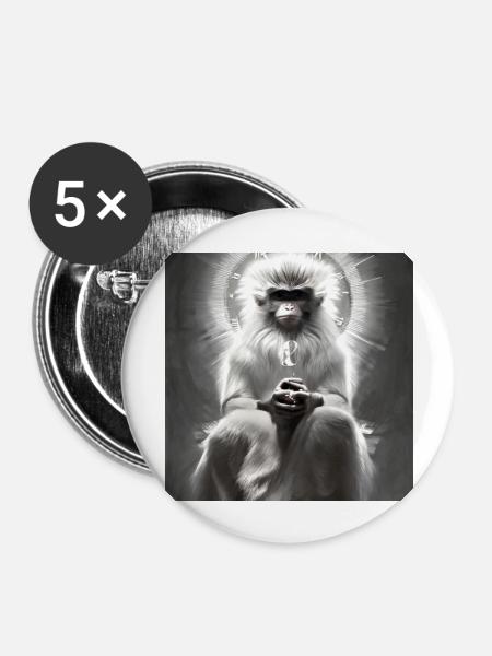 Serie: Wise Monkey - Buttons groß 56 mm (5er Pack) - Weiß