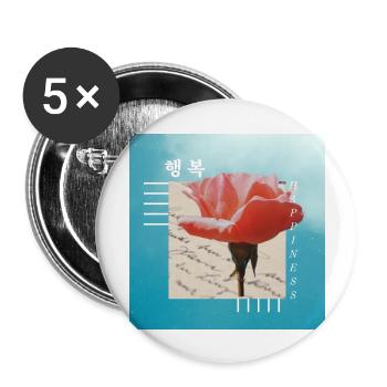 Coréen - Lot de 5 grands badges (56 mm) - blanc - Devant