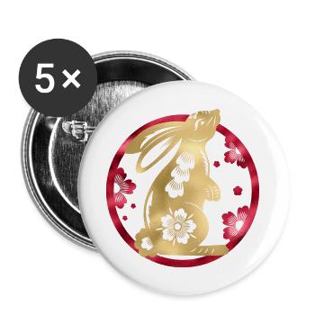 2023 - Year of the Rabbit | Chinese New Year - Buttons large 2.2''/56 mm (5-pack) - white - Front