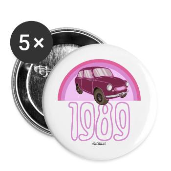 1989 - Lot de 5 grands badges (56 mm) - blanc - Devant