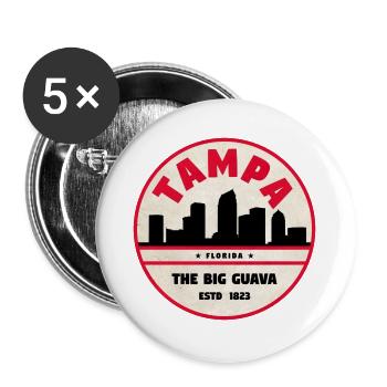 Tampa Skyline Retro Badge - Buttons groß 56 mm (5er Pack) - Weiß - Vorne