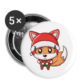 Fuchs Weihnachtsmann Weihnachten Geschenkidee - Buttons groß 56 mm (5er Pack) - Weiß - Vorne