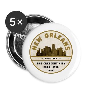 New Orleans Skyline Vintage Badge - Buttons groß 56 mm (5er Pack) - Weiß - Vorne