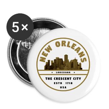 Timbre doré de la ligne de la Nouvelle-Orléans - Lot de 5 grands badges (56 mm) - blanc - Devant