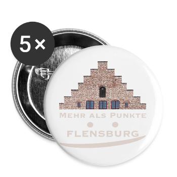 Flensburg Nordertor - Mehr als Punkte - Buttons groß 56 mm (5er Pack) - Weiß - Vorne