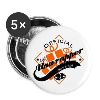 Official gift unwrapper since birth - Buttons large 2.2''/56 mm (5-pack) - white - Front