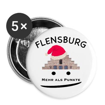 Weihnachten Flensburg Nordertor, ,mehr als Punkte - Buttons groß 56 mm (5er Pack) - Weiß - Vorne