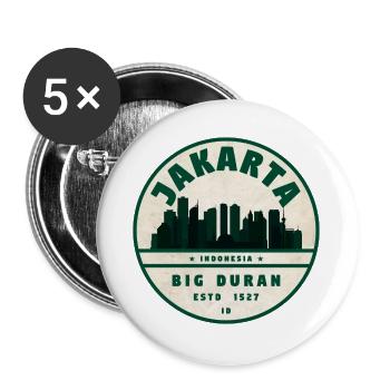 Jakarta Skyline Vintage Badge - Buttons large 2.2''/56 mm (5-pack) - white - Front