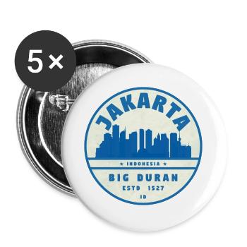 Jakarta Skyline Round Logo Blue White - Buttons large 2.2''/56 mm (5-pack) - white - Front