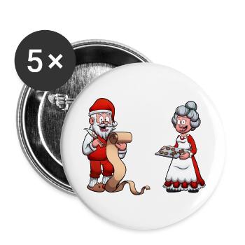 Santa Claus And Mrs. Claus - Buttons large 2.2''/56 mm (5-pack) - white - Front