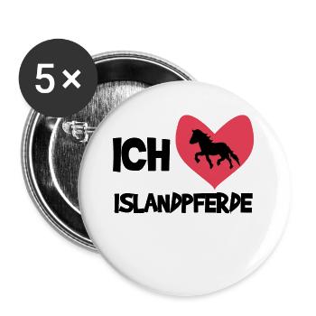 Herz Ich Liebe Pferde Statement Islandpferde - Buttons groß 56 mm (5er Pack) - Weiß - Vorne